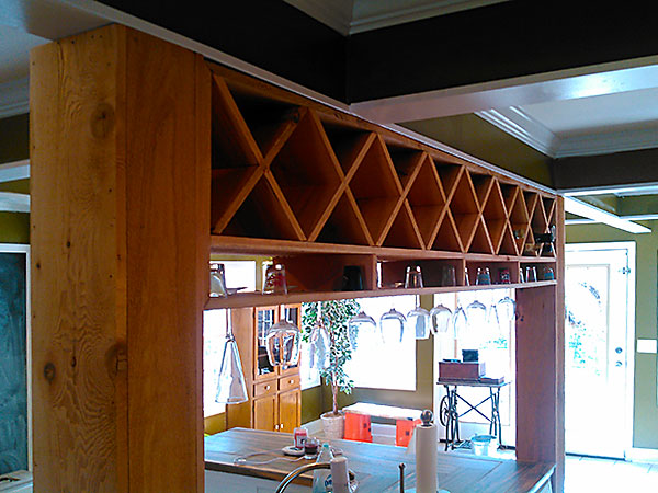 Repair Masterz custom wine rack and wine glass shelves.
